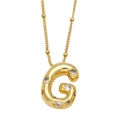Collier doré avec pendentif lettre G en zircons cubiques et chaîne à billes fine - Lettre G