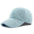 Light blue faux fur baseball cap with minimalist six-panel structure and curved brim - Adjustable / Blue