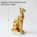 Golden Egyptian Bastet cat statue small size with silver accents and hieroglyphs - 24x12x9cm / Gold Small
