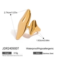 Detailed size measurement of a gold irregular stainless steel adjustable open ring - Gold Irregular Liquid Drop Style (JDR2409007)