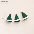Mini green wool felt Santa hat with white pompom for Christmas DIY craft decoration - No.16 Pack of 3-Mini Green Santa Hat