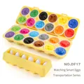 Transportation themed matching egg set with 12 pieces and a yellow storage tray - 12pcs Vehicles - Yellow Egg Crate