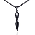 Men's stainless steel Vajra pestle necklace with black box chain on white background - Black Color Pendant Only (Without Chain)