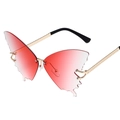 Fashion butterfly oversized sunglasses with red gradient lenses and wavy gold metal temples - Gold Frame Gradient Pink