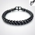 Oxidized black double-row woven cuban chain bracelet for men in 6mm width - Oxidized Black (KB117774-KFC) / 21.5cm