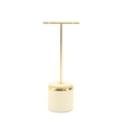 T-bar earring display stand with gold metal bar and beige microfiber base - Beige