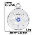 Dimensiones detalladas del colgante ojo turco con 19mm de alto y 16mm de ancho sobre blanco - Colgante Color Plata
