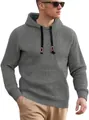 Sudadera gris con capucha para hombre con textura de gofre y cordón ajustable - S / gris oscuro