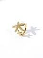 Detailed close-up of 18k gold plated starfish open ring with textured surface details - Adjustable Open / Double Starfish