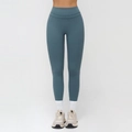 High-waisted tummy control yoga leggings in dark grey-blue with breathable stretch fabric - Universe Blue