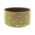 Protective silicone cup sleeve with sparkling yellow rhinestones in wide band design - Gold Rhinestone/Brown Sleeve