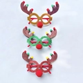 Pack de tres gafas de reno navideñas con purpurina en colores oro, verde y rojo festivo - Gafas de Astas de Reno Grandes con Pompones