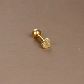 Golden stainless steel heart cartilage stud with three white zircons and screw ball back - Gold White Zirconia (Heart Shape)