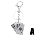 Glinsterende pokerkaart sleutelhanger met kristallen strasstenen en spade royal flush - Speelkaart