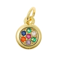 Golden round heart pendant with multicolored gemstones on white background - Multi-color Ring - Gold