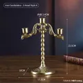 Nordic gold 3-arm iron candle holder with hammered finish and bead design pillars - European Iron Candlestick - Triple Branch Style A (7151A-01)