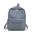 Minimalist large capacity greyish-blue nylon backpack featuring durable rope zipper pulls - Blue