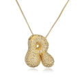Gold plated initial R pendant necklace with sparkling crystals on box chain - Letter R