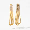 Golden long tassel earrings with sparkling rhinestones and elegant ball chains - Gold(KDE1034)
