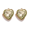 Pendentif cœur en cristal vert clair avec bordure dorée pour création de bijoux - Style D Champagne