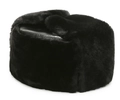 Gorro ruso negro de piel sintética con orejeras gruesas para máxima calidez invernal - Piel Sintética Negra con Pelo Negro Estilo Engrosado