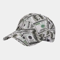 Vintage baseballpet met 100 dollarbiljet-print, een gebogen klep en 6-panel constructie - Verstelbaar / Volledige Kleur Dollarbiljet Druk