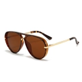 Retro aviator sunglasses featuring tortoiseshell frames and gradient brown lenses - C6 Hawksbill Tea Lens