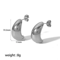 Minimalistische silberne Bohnen-Ohrstecker aus poliertem Edelstahl mit Größenmaßen - Silber (TE6004-S)