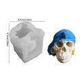 Pirate skull silicone candle mold with blue bandana and dimensional markings - Bandana Skull