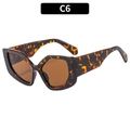 Schicke Polygon-Sonnenbrille mit Leopardenmuster und braunen Gläsern, Variante C6 - Schildpatt Rahmen Tee Gläser