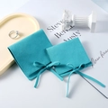 Teal microfiber jewelry pouches with snap button and elegant ribbon bow tie closure - Microfiber Ribbon Style / 7*7cm / Light Cyan