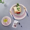 Pink and beige cotton woven dining placemat and coaster set with spiral texture design - 12cm / Rose Pink