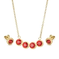 Set di gioielli in acciaio al titanio con collana in zircone rosso e orecchini coordinati - Rosso (KS193682-KD)