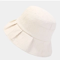 Klassischer cremefarbener Anglerhut mit Faltenstruktur und UV-Schutz für Damen - M (56-58cm) / Weiß