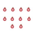 Detailed grid layout of ten red circular enamel charms with white snowflake designs - Red Snowflake Ball Style (3#)