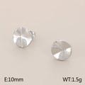 Minimalist silver ginkgo leaf stainless steel stud earrings with crumpled texture 10mm - Concave Round Style / Silver