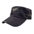Detail of camouflage military flat top hat with durable ripstop fabric and metal eyelets - Adjustable / Black Camo