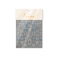 Pegatinas de uñas con flores azules y detalles plateados modelo MS648 en su empaque - MS648-Plateado