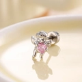 Clou d'oreille ange en argent avec zircon coeur rose et fermoir à vis pour femme - Rose (A227-2#)