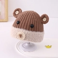 Dettagli del cappello invernale da orsetto per neonati in maglia marrone e crema - 2-5 Anni / caffè