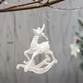 Sparkling white sequined 12cm rocking reindeer Christmas hanging ornament for holiday decor - Reindeer (White Sequin)