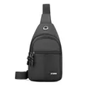 Black water-resistant Oxford cloth chest bag for men with multiple zipper pockets - Style 3 (7076) / Gray