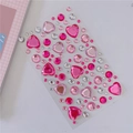 3D heart and round pink acrylic diamond stickers for DIY crafts and decoration - No.9 Rose Red