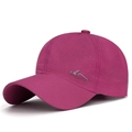 Deep rose red breathable mesh baseball cap with mountain logo for sun protection - Rose Red