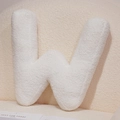 Soft white sherpa fleece decorative pillow in capital letter W shape for home decor - Letter W