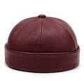 Berretto docker bordeaux in ecopelle con texture litchi e design a sei pannelli - Borgogna