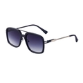 Retro square oversized sunglasses with black frame, gold metal temples and gradient lenses - C2 Matte Black Gold/Double Gray