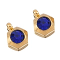 Ciondolo esagonale dorato in acciaio inossidabile con pietra di zircone blu sfaccettata - Esagono-Blu Reale