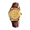 Orologio al quarzo da uomo con quadrante dorato e cinturino in pelle marrone cocco - Cassa Oro Quadrante Oro Cinturino Pelle Marrone (Donne)