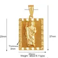Gold plated copper saint pendant with religious relief engraving and 20x25mm dimensions - M291102-Square Saint Relief